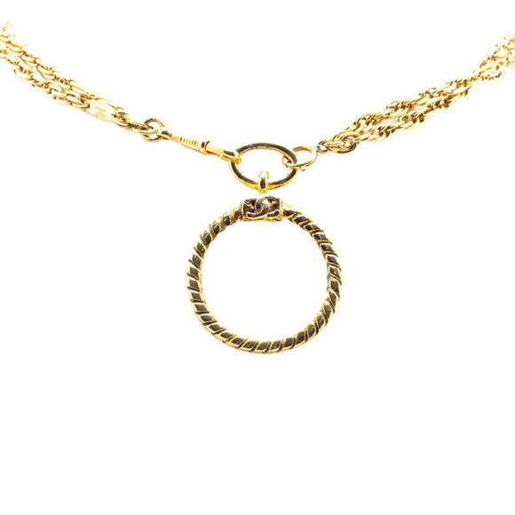 CHANEL Authentic Vintage Gold Logo Necklace